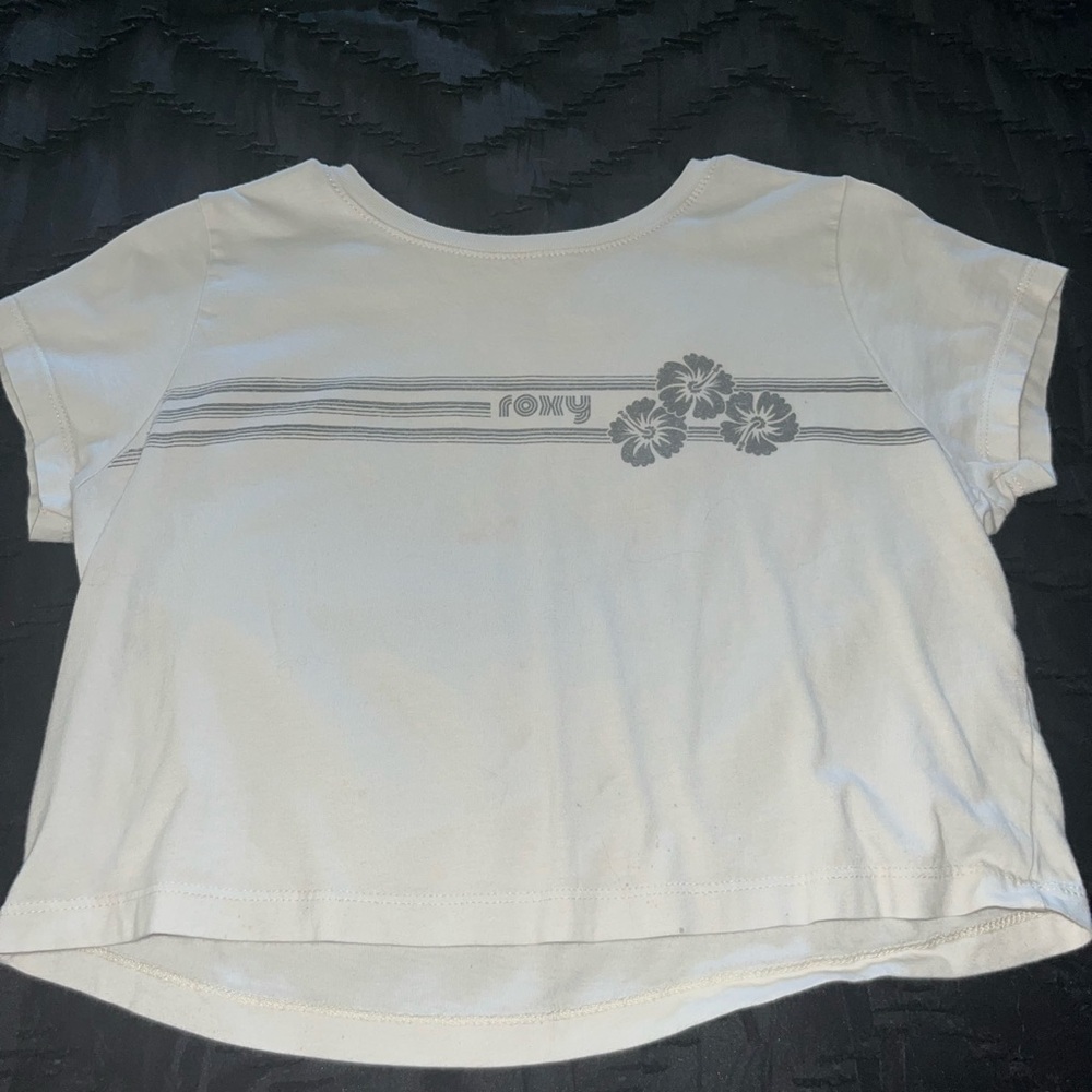 Roxy Kids Cream Tee with Floral Accents